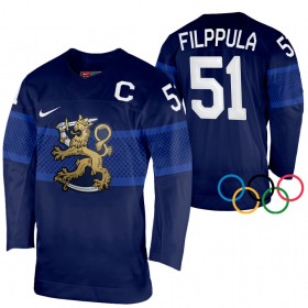Camisola Finlândia Valtteri Filppula 51 2022 Winter Olympics Navy Authentic - Homem